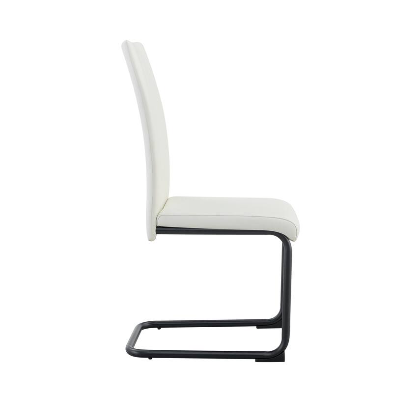 2-Pack White PU Upholstered Dining Chairs