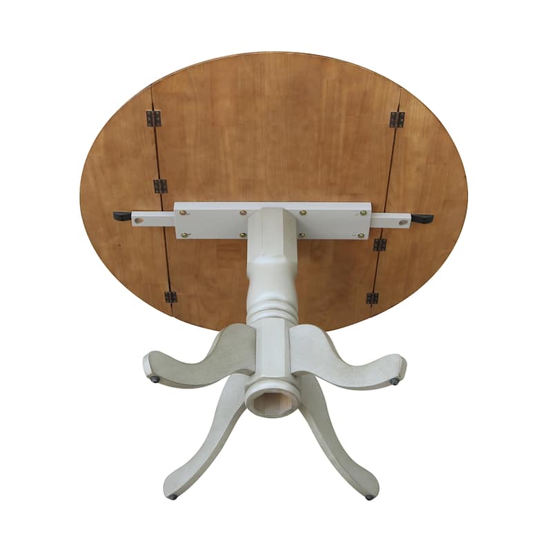 Round Pedestal Base Solid Wood 42-inch Drop-leaf Dining Table