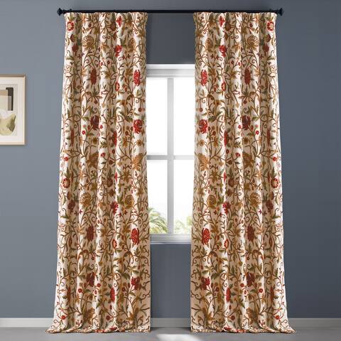 Exclusive Fabrics Paloma Cotton Embroidered Crewel Curtain (1 Panel)