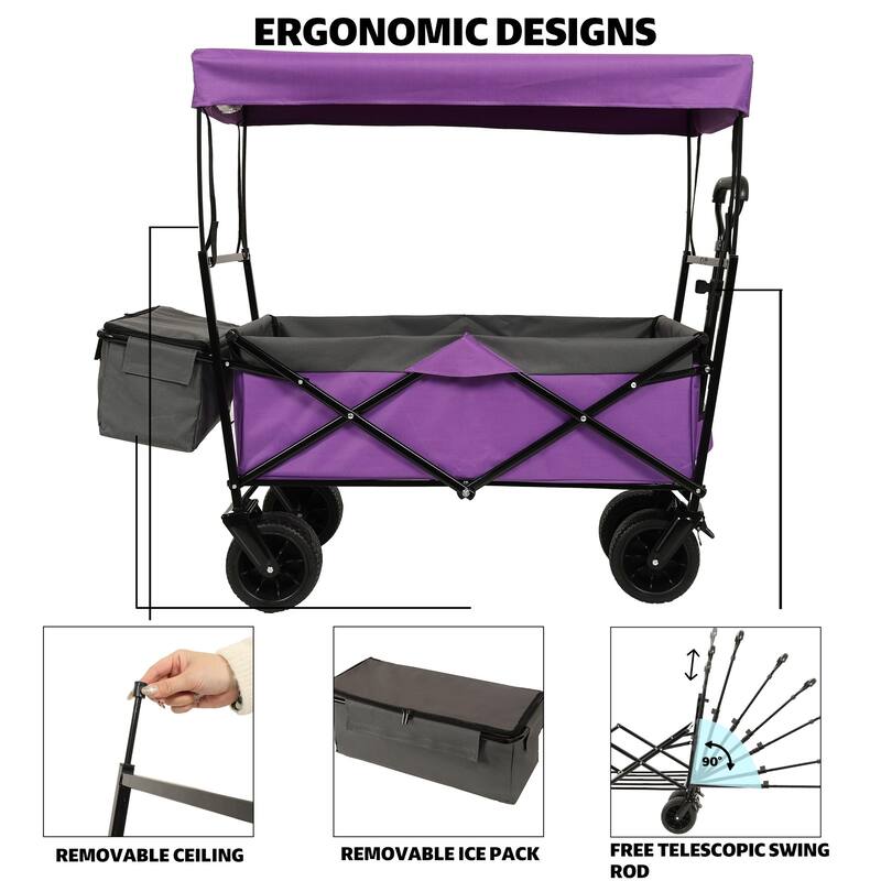 480 lb Folding Wagon Stroller with Canopy & Mosquito Net