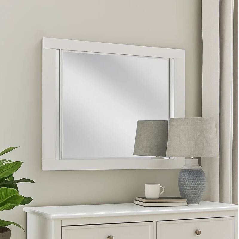 Yoza 38 x 47 Dresser Mirror, Modern, High Gloss White Laminate Finish