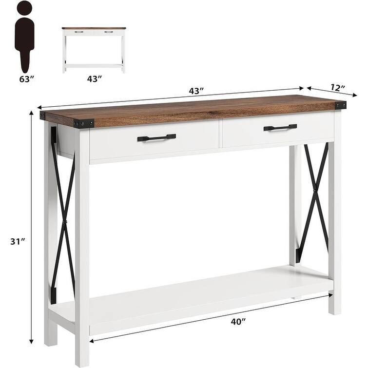 Woode Entryway Table, Sofa Table with Storage,with 2 Drawers