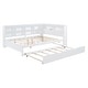 preview thumbnail 4 of 5, Wooden Full Size DayBed with Twin Size Trundle, DayBed with Storage Shelf and USB Charging Ports,White