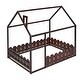 preview thumbnail 8 of 12, Full Size Wooden House Bed Frame with Roof and Fence, Sturdy Pine Construction for Kids and Teens, Slats Not Included