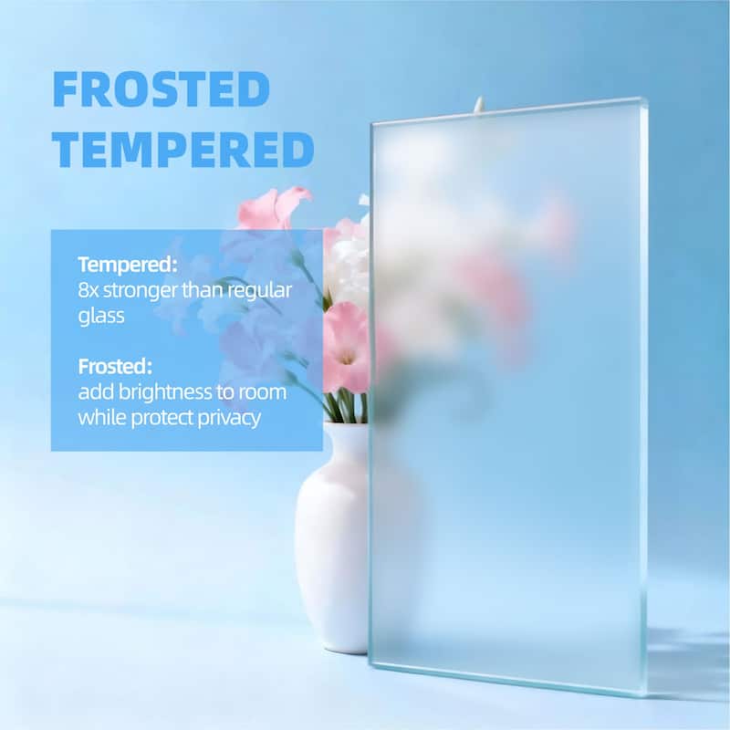 30" X 80" 3-Lite French Interior Tempered Frosted Glass Door Slab for Pantry Doors, Pocket Doors, Solid Core Interior Door