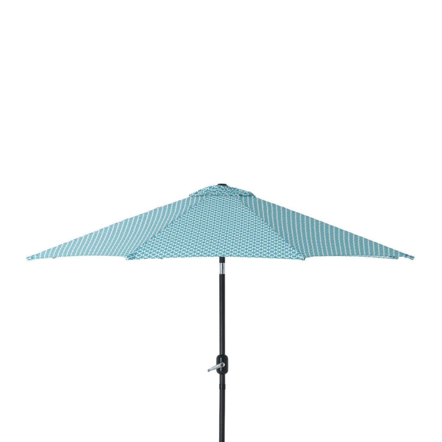 Shop Black Friday Deals On 9 White Yellow And Teal Geometric Link Patio Market Umbrella With Hand Crank And Tilt White Overstock 22725050