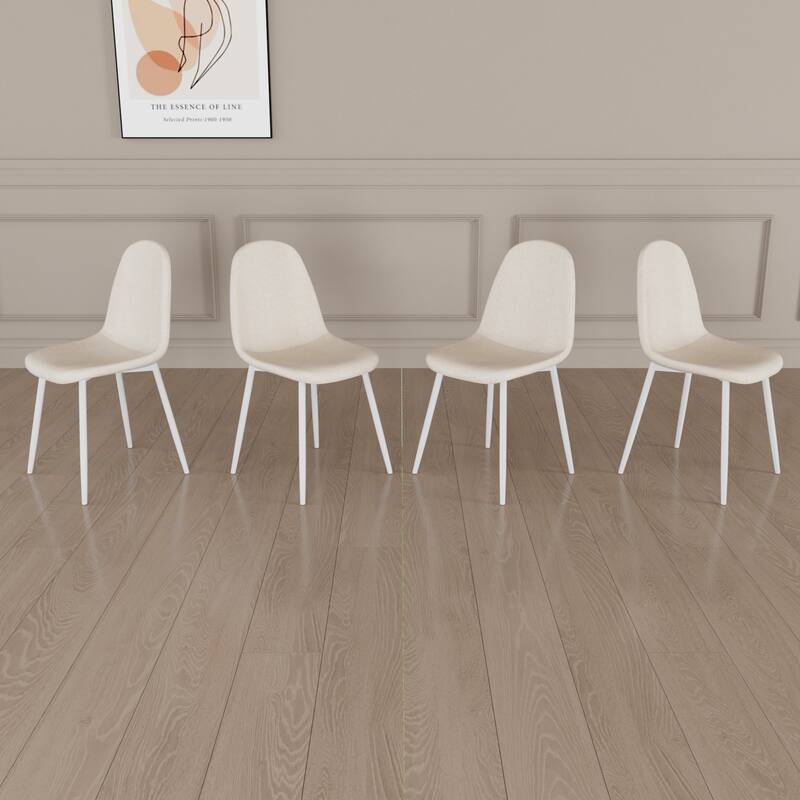Linen 4 Piece Kitchen Dining Chair Set with Cushions, Metal Legs, Anti Scratch Foot Pads for Dining Room Kitchen Living Room