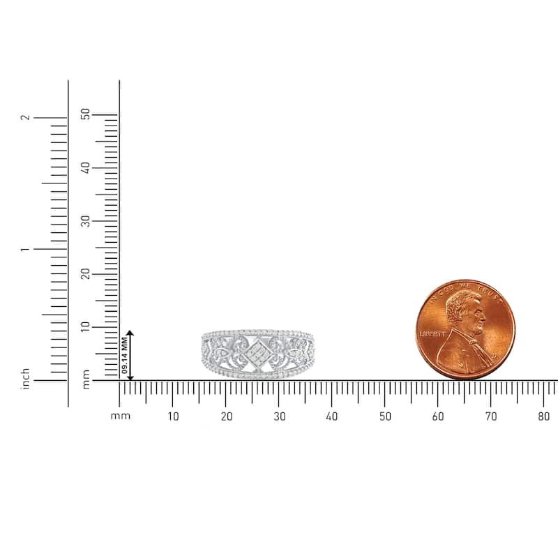 1/5ct TDW Diamond Vintage Style Fashion Ring in 10k white gold for Women - White H-I