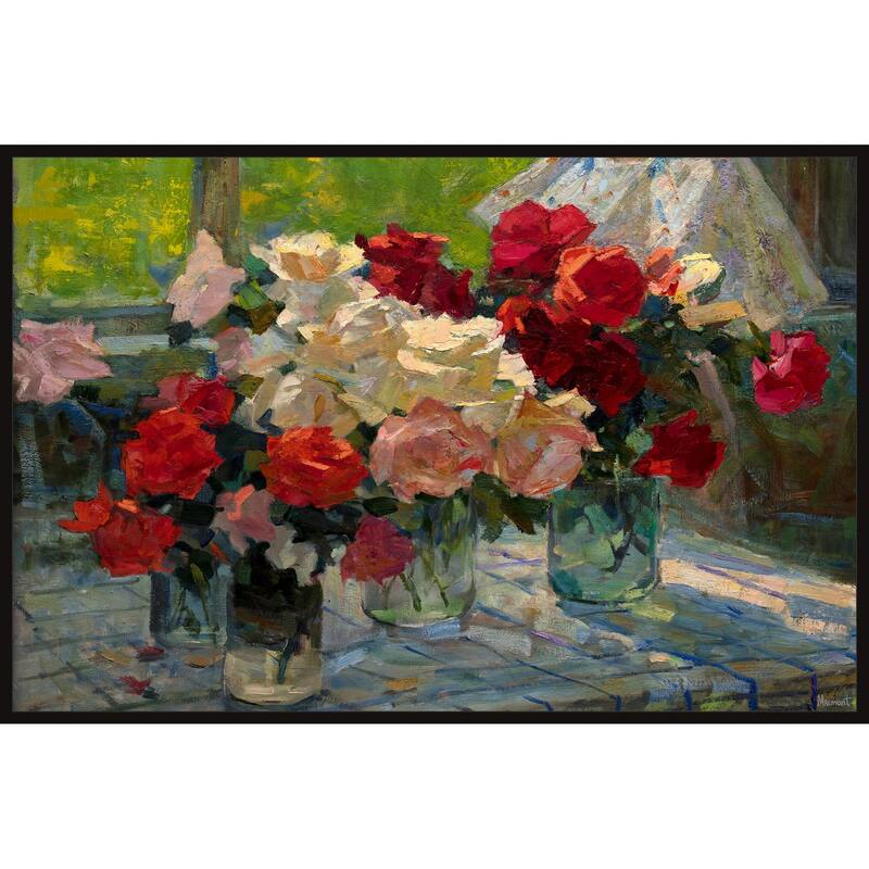 Fresh Flower Bouquet Floater Framed Print on Canvas