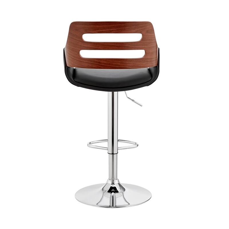Karter Faux Leather and Wood Adjustable Swivel Bar Stool