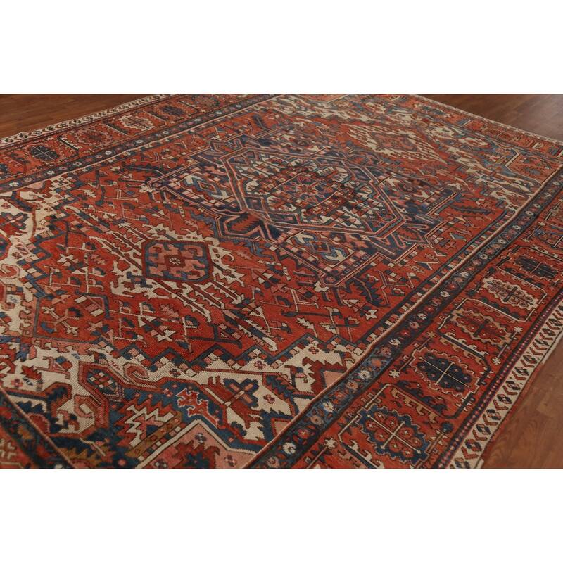 Pre-1900 Antique Heriz Persian Rug Handmade Wool Carpet - 8'11"x 12'5"