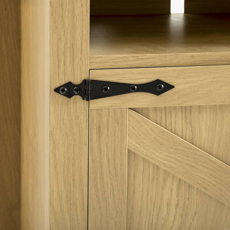 Farmhouse 4-Door Buffet Cabinet with Power Outlets, USB Ports & Adjustable Shelves by Harper&Bright Designs