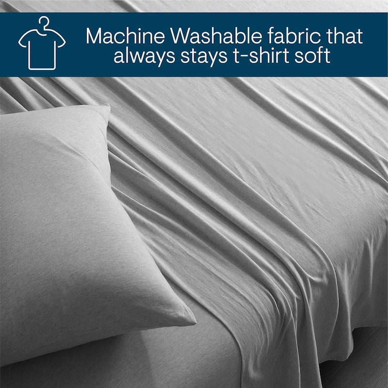 Aeropostale Super Soft Heather Grey Jersey Knit Sheet Set All-Season Comfort