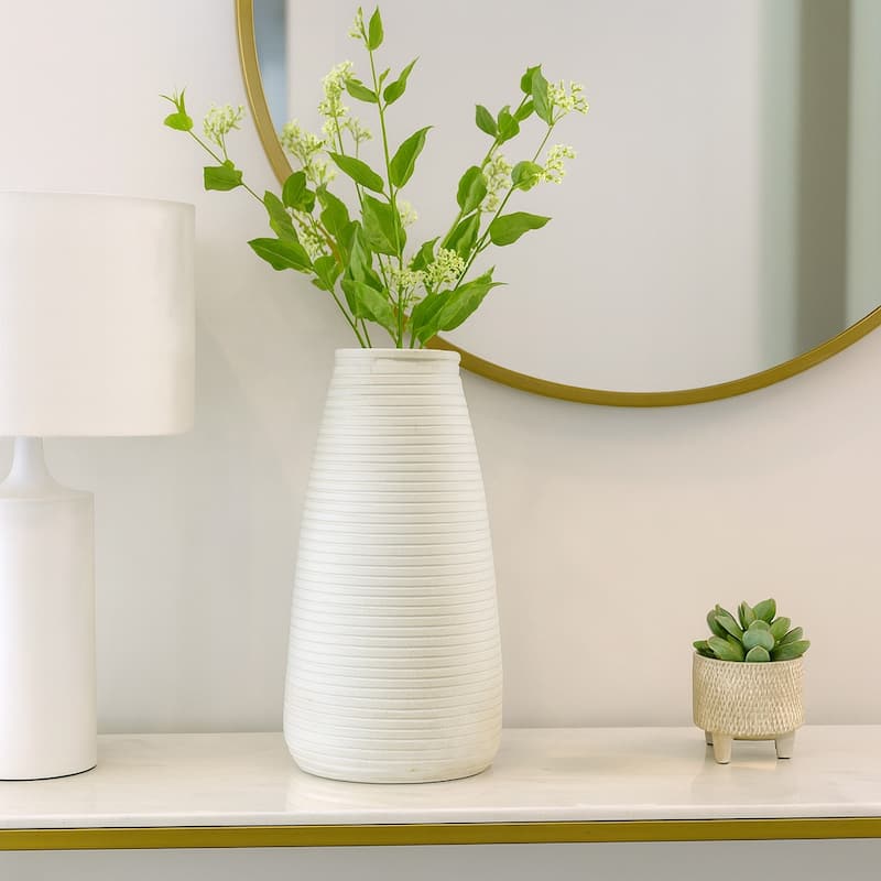 Decorative Modern Ribbed Vase - Teal