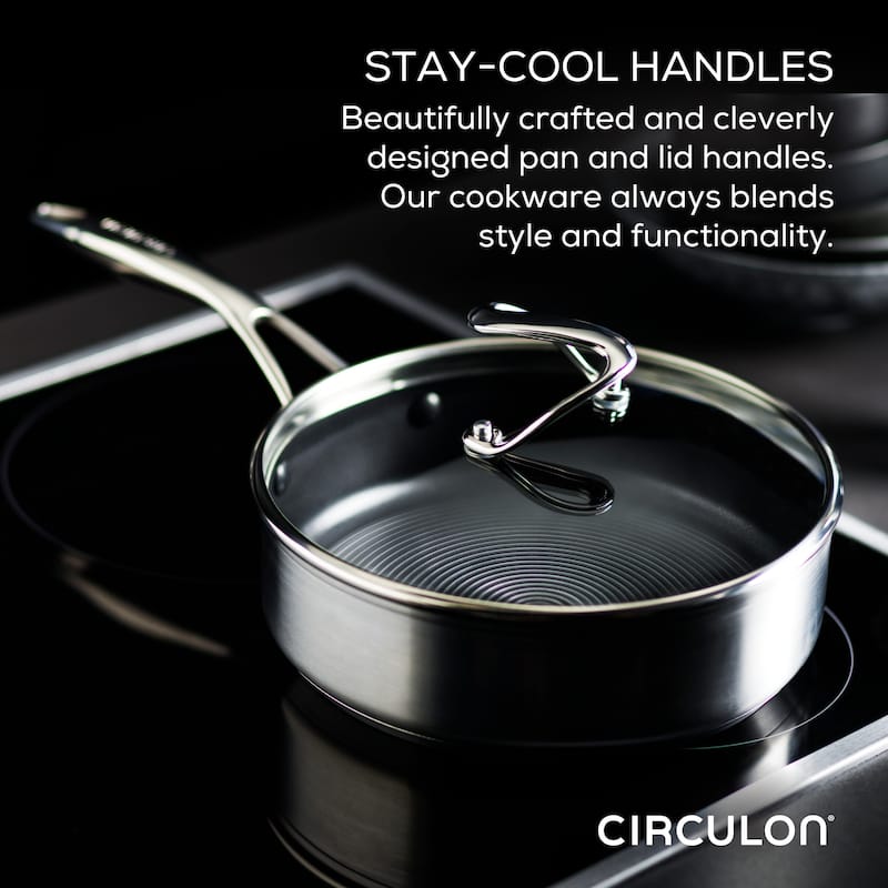 Circulon Stainless Steel Induction Cookware Set with SteelShield Hybrid Stainless and Nonstick Technology, 11-piece, Silver - Stainless Steel