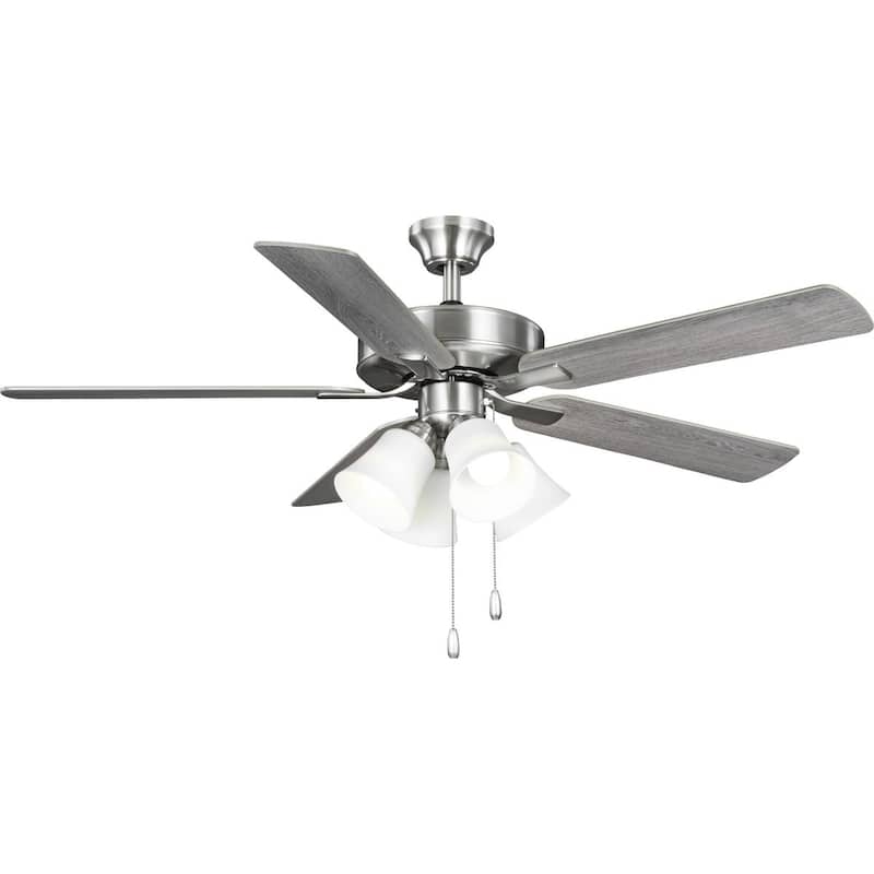 AirPro 52 in. Brushed Nickel 5-Blade Rated AC Motor Ceiling Fan with LED Light - 52 in x 52 in x 18.7 in - 52 in x 52 in x 18.7 in