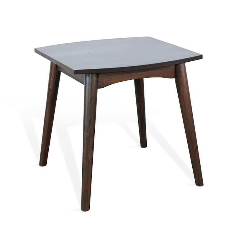 Neva Side End Table, 24 Inch Square Top with Angled Legs, Dark Brown