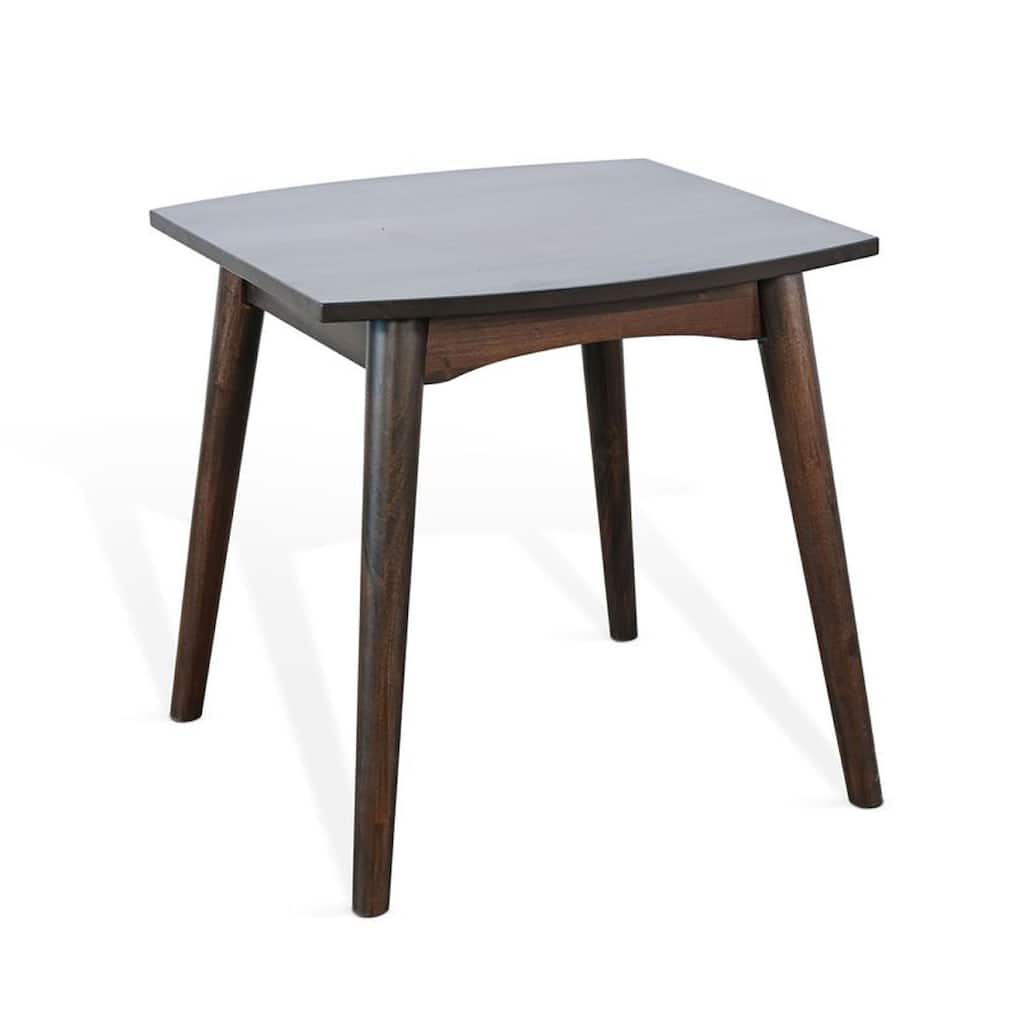 Neva Side End Table, 24 Inch Square Top with Angled Legs, Dark Brown
