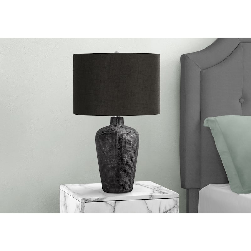 Lighting, Table Lamp, 24"h, Black Ceramic, Black Shade, Contemporary