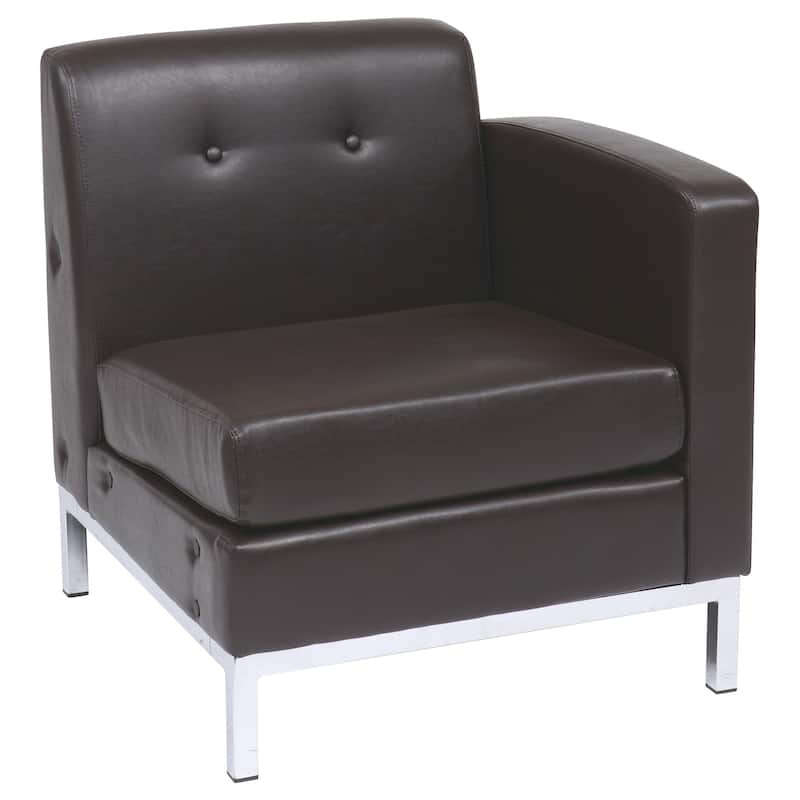 Wall St. Faux Leather and Chrome Right-arm Chair