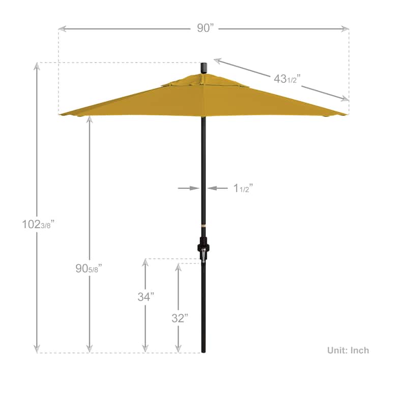 California Umbrella 7.5' Sun Master Patio Umbrella Bronze Aluminum Pole Fiberglass Ribs Crank Lift Tilt Sunbrella Cilantro