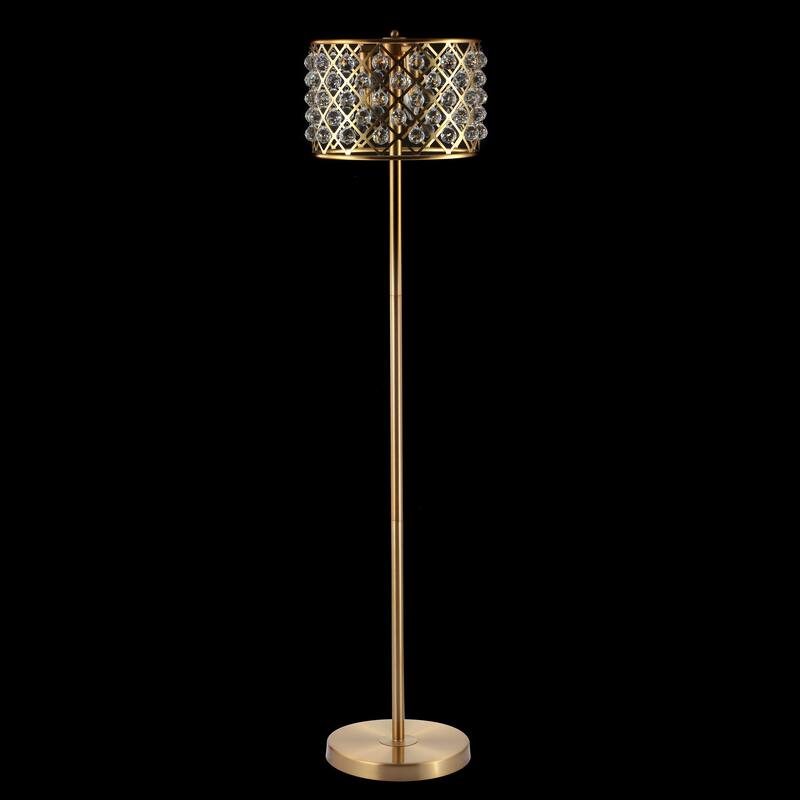 Juliette 60" Crystal/Metal LED Floor Lamp, Brass Gold/Clear by JONATHAN Y