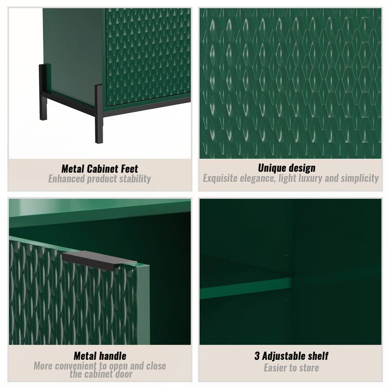 Modern High Gloss 3-Door Cabinet