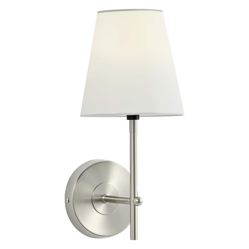 CO-Z 1-Light Plug-In/Hardwired Wall Lamp Bathroom Vanity Light with White Fabric Shade