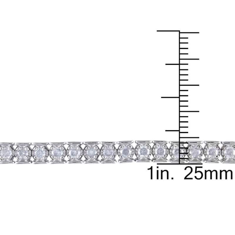 Miadora Sterling Silver 3ct TDW Diamond Tennis Bracelet - 7.25 in x 4.5 mm