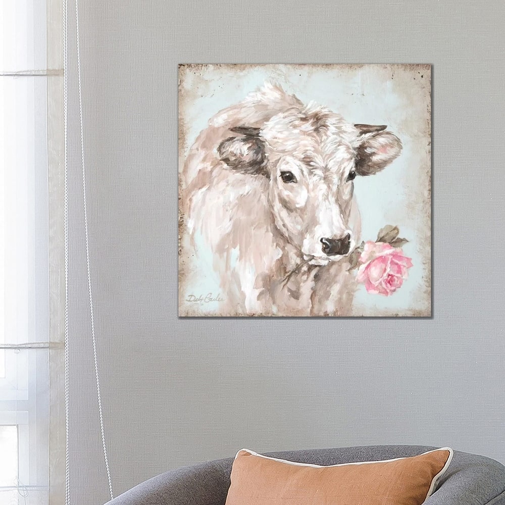 iCanvas 'Cow With Rose II' by Debi Coules Canvas Print