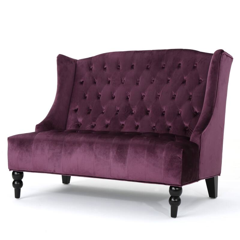 Leora Modern Glam Tufted Velvet Wingback Loveseat by Christopher Knight Home