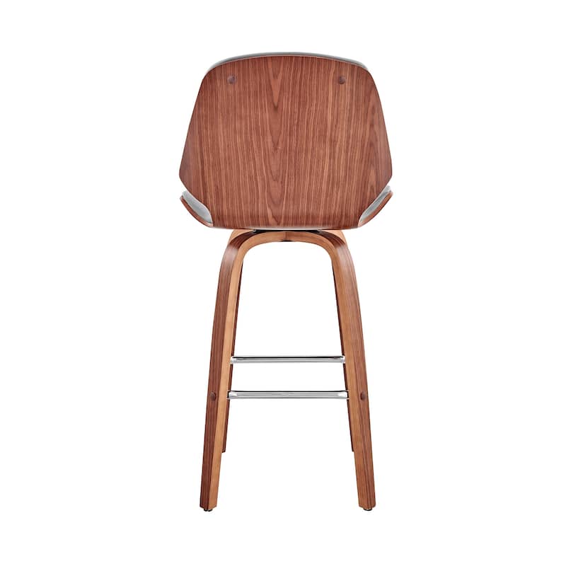 Modern 26" Swivel Bar Stool with Faux Leather Seat and Iron Legs for Kitchen Island - 40”H x 19”W x 20”D