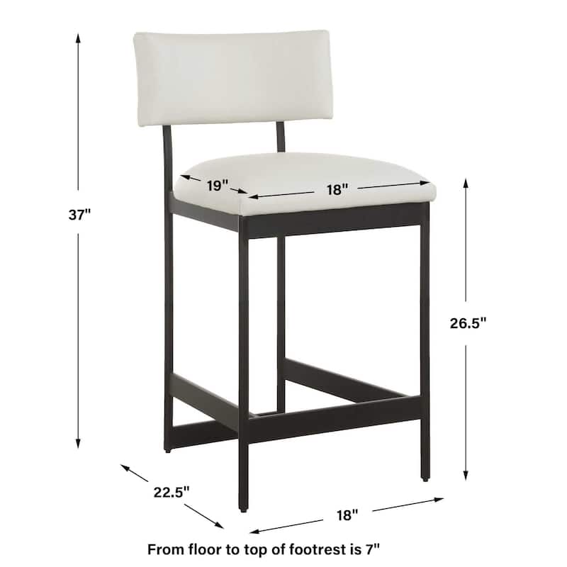 Uttermost Apsley Black Counter Stool - 18"W x 22.5"D x 37"H