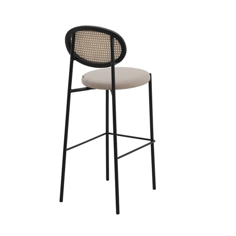 LeisureMod Euston Modern Wicker Bar Stool with Powder Coated Steel Frame - 42"