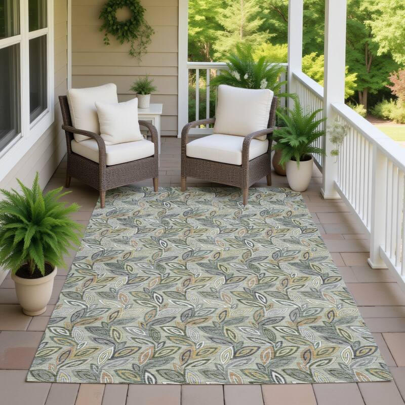 Machine Washable Indoor/ Outdoor Modern Rose Hill Chantille Rug