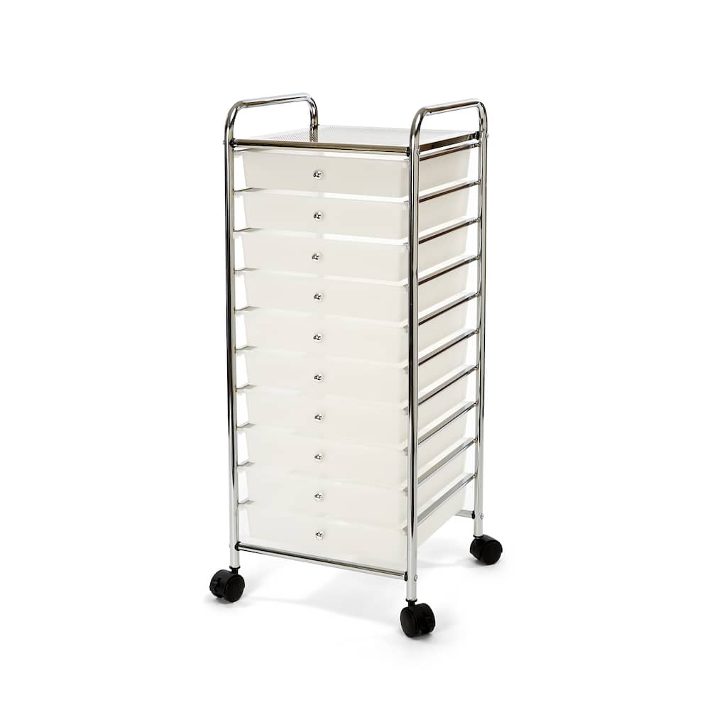 Seville Classics Frosted White Large 10-Drawer Organizer Cart