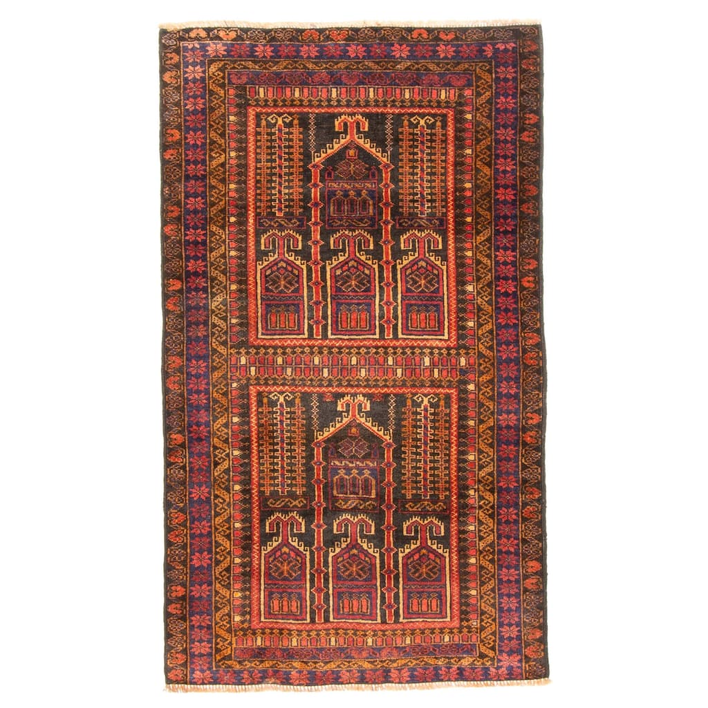 ECARPETGALLERY Hand-knotted Teimani Black Wool Rug - 2'9 x 4'8