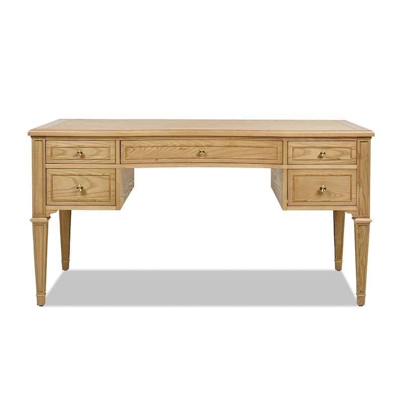 Dauphin 59" Modern Farmhouse 5-Drawer Solid Wood Executive Desk