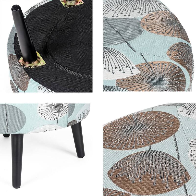 Adeco 23" Ottoman Fabric Round Foot Rest Stool