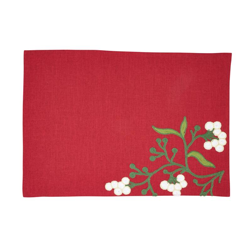 Merry Mistletoe Placemat (Set of 4) - 13"x19" - Red - Set of 4 - 13"x19"