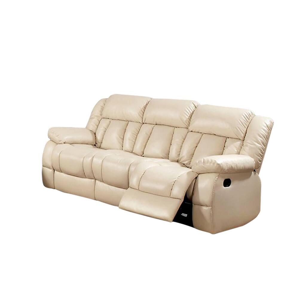 Bonded Leather Reclining Sofa, Ivory