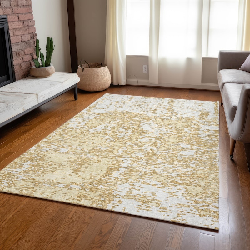 Machine Washable Indoor/ Outdoor Abstract Pixels Chantille Rug