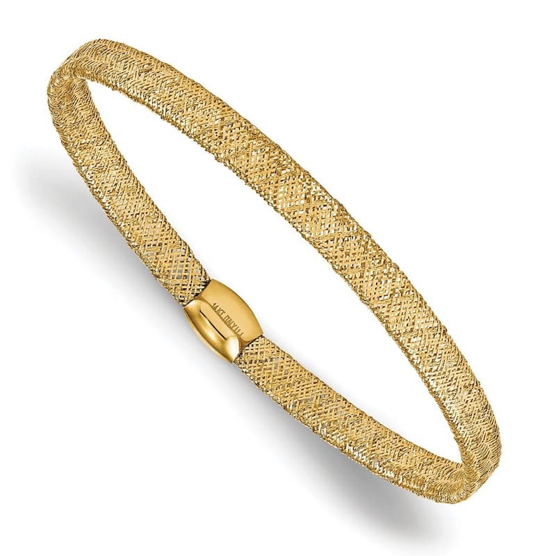 Curata 14k 7.5" 4mm Mesh Stretch Bangle Bracelet