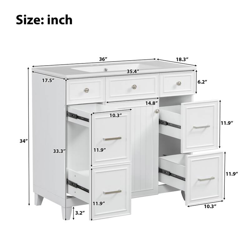 Bathroom Vanity with Sink, Vanity Set with Double-Layer & Standard Drawers, Bathroom Storage Cabinet with Adjustable Shelf