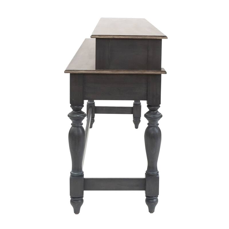 Ocean Isle Slate and Weathered Pine Console Bar Table