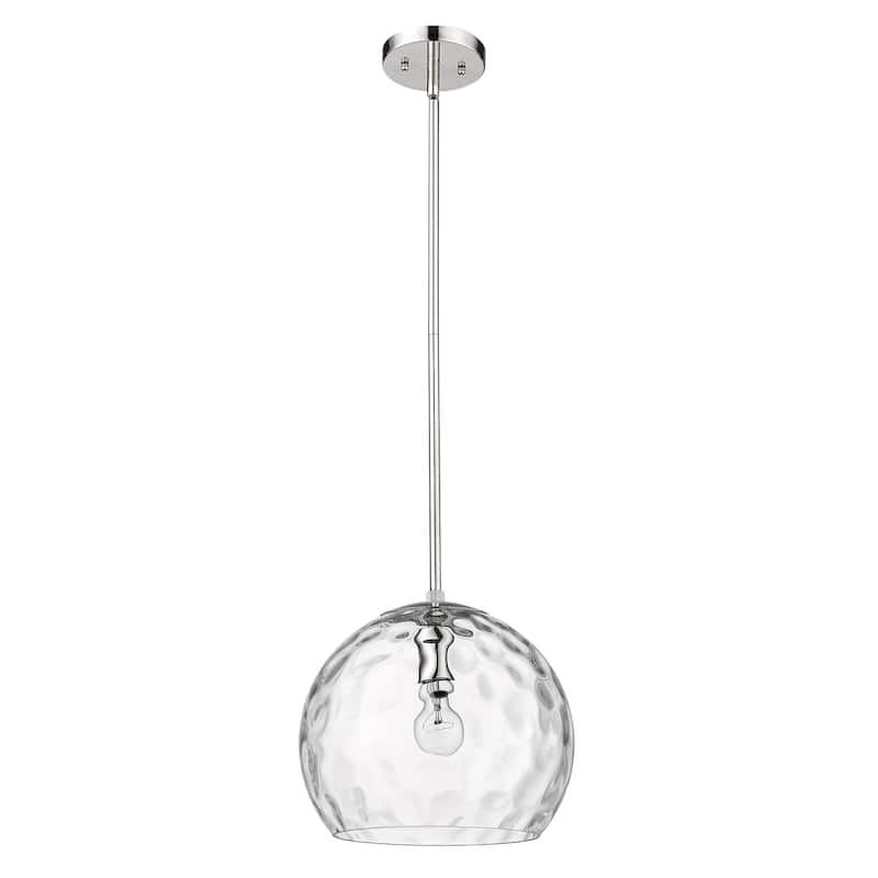 Mackenzie 1-light Polished Nickel Pendant w/ Rippled Water Glass