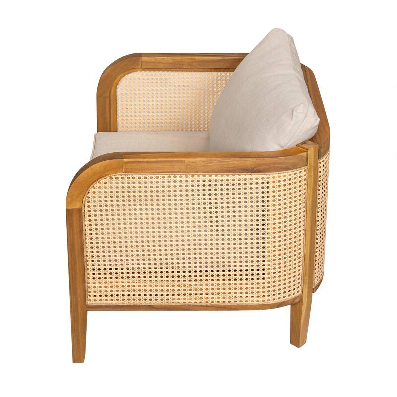 Christopher Knight Home - Isabella Outdoor Patio Acacia Wood Wicker Armchair with Cushions