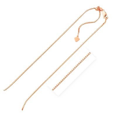 Sterling Silver Rose Finish 1.4mm Adjustable Box Chain 22" Inches