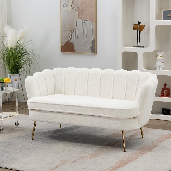 Boucle Upholstered Loveseat Small Sofa, Mini Room Couch Two-Seater Sofa - Bed Bath & Beyond