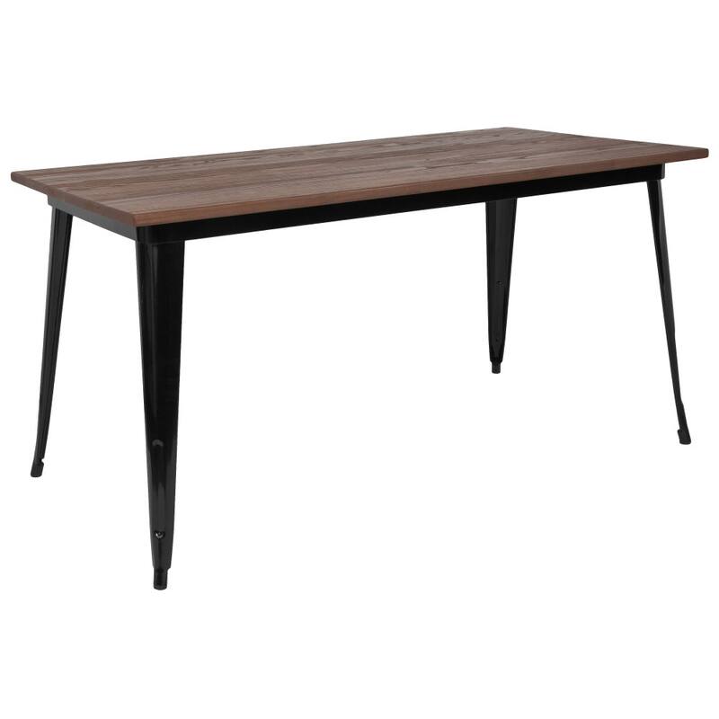 30.25" x 60" Rectangular Metal Indoor Table with Rustic Wood Top - 30.25"W x 60"D x 30.5"H